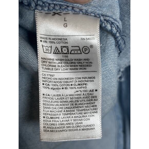 Old Navy Shirt Womens Polka Large Dot The Classic Shirt Chambray Blue Button Up - Picture 5 of 8